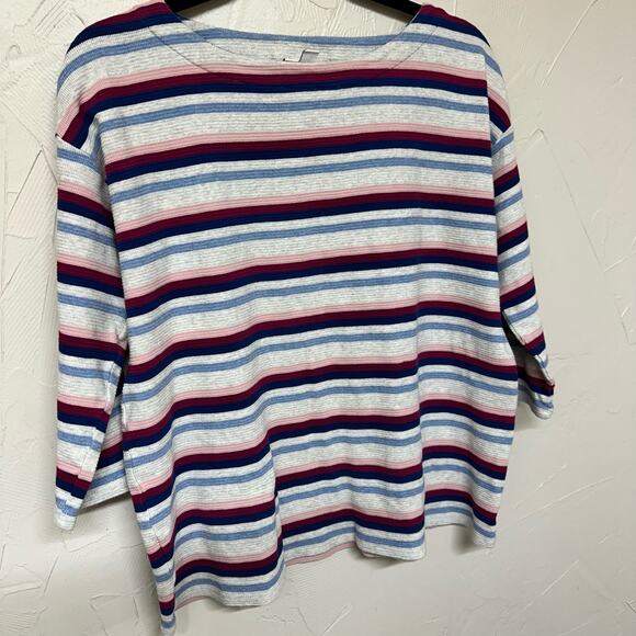 J. Jill Ribbed Striped Textured Knit Top Size Medium - Picture 5 of 6